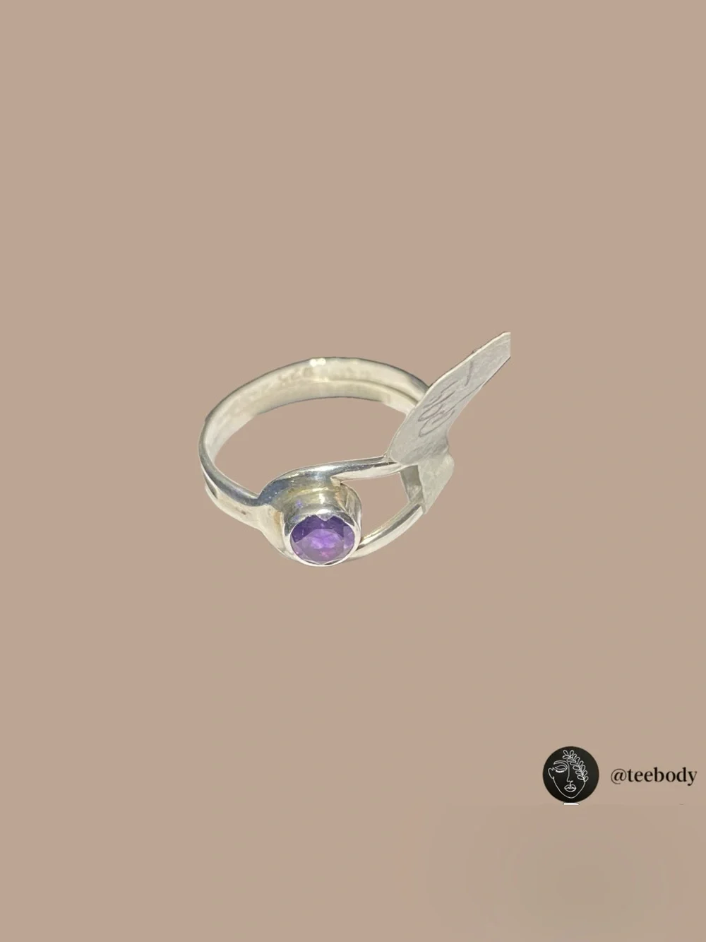 VTG 925 Sterling Silver Amethyst Bypass /Split Shank Ring Size 7.5 NWT 1.74g